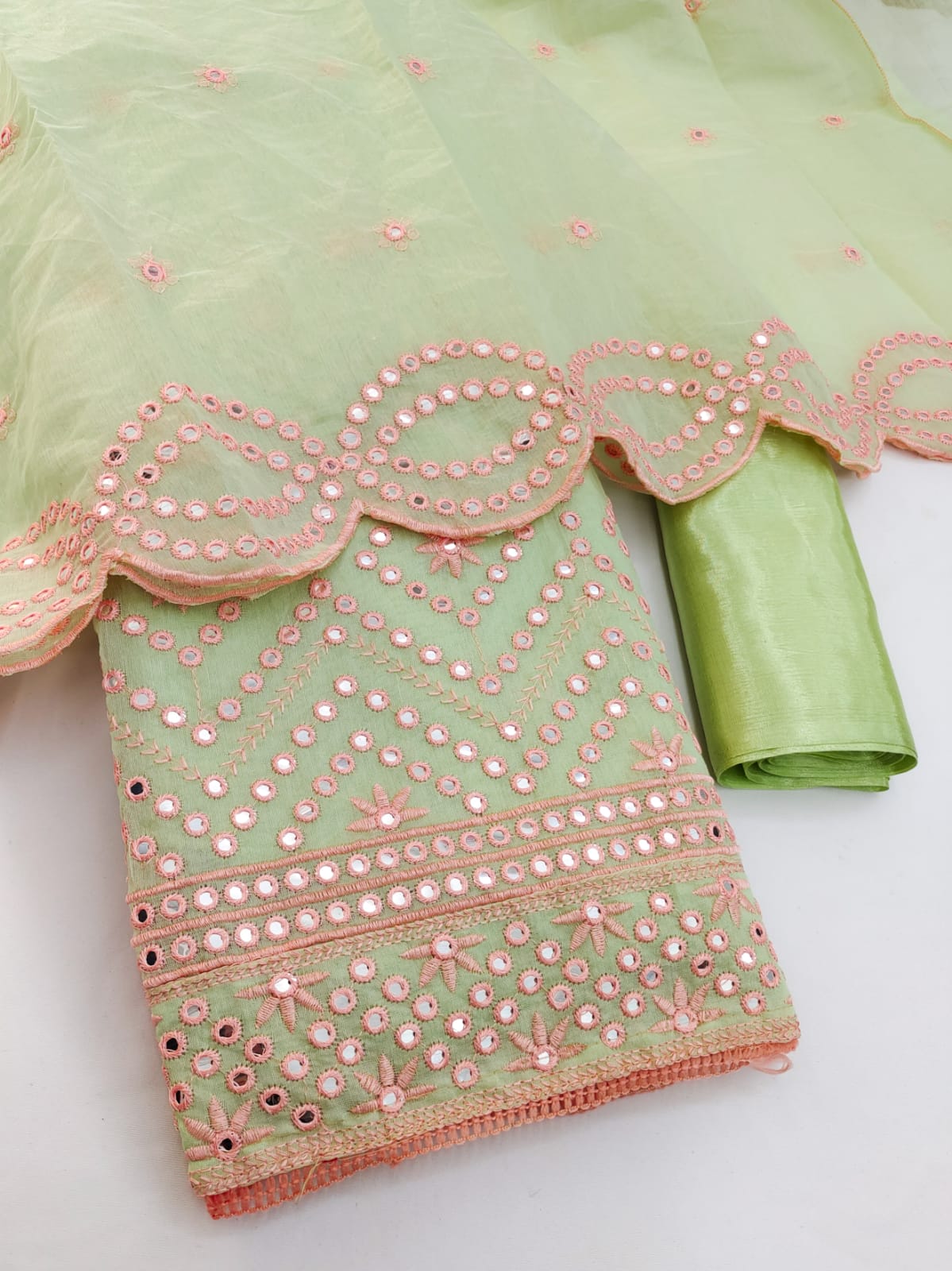 Fancy Chanderi Silk with Multi Mirror Work Salwar Suit